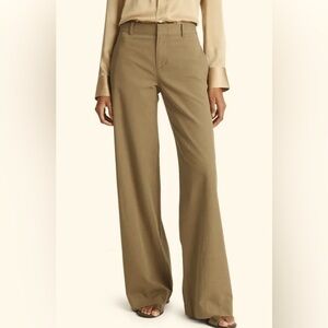 VINCE WOOL BLEND WIDE LEG TROUSER SIZE 12 TAN TAUPE